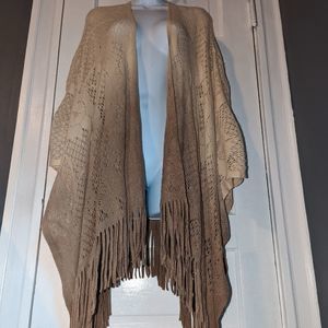 4/$25 Women's Sonoma Pancho Shaw Kimono Ombre Cream to Brown OS Boho